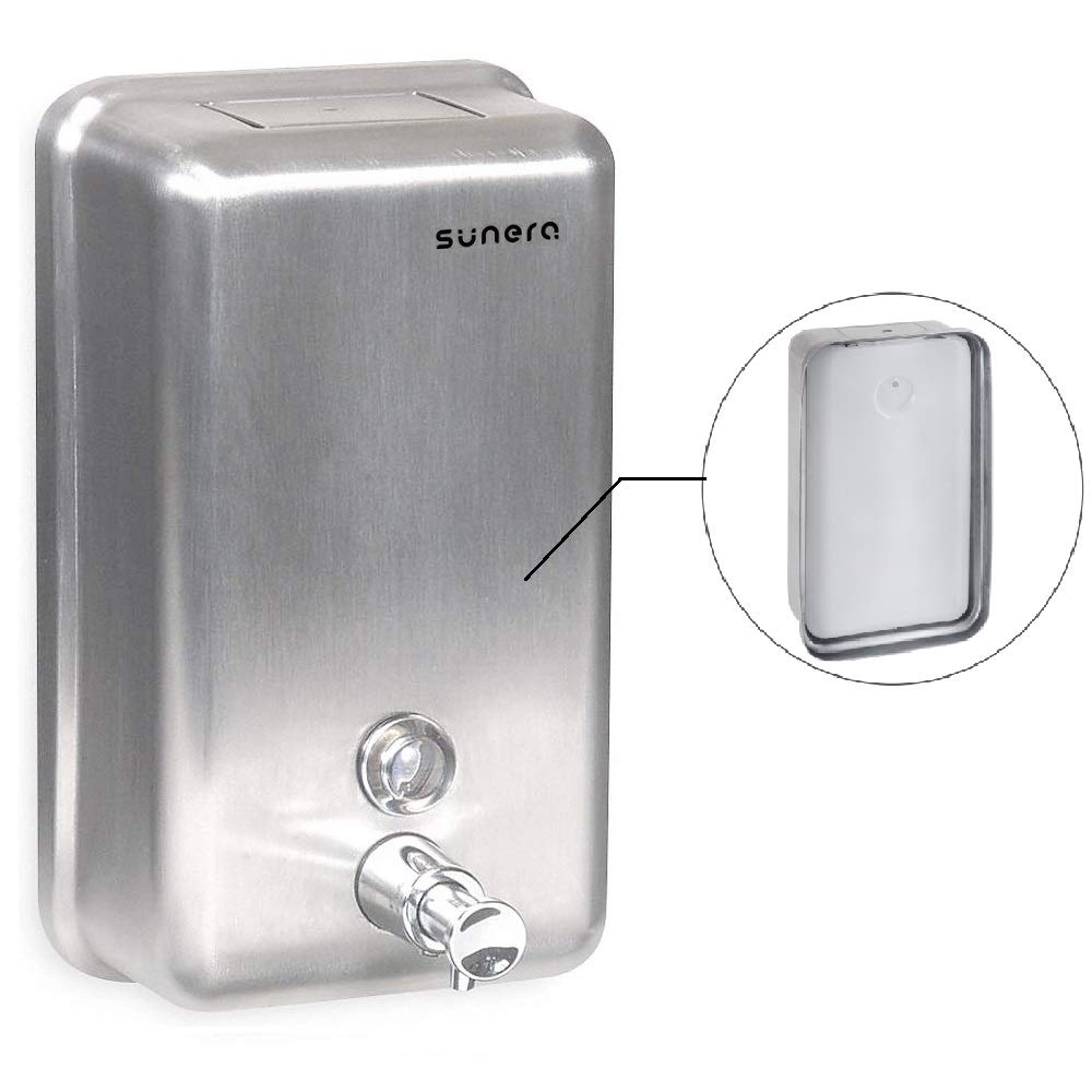 SuneraLiquid Soap Dispenser with Inner Tank Stainless Steel Satin Finish 40oz/1200ml