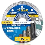 S&R Disco Diamantato 115mm piastrelle. Disco diamante 115 Premium x Taglio Gres Porcellanato Piastrelle Ceramica Granito Marmo. Disco per Smerigliatrice 115 Super Sottile.