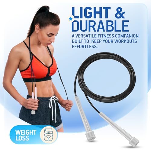 Comba Crossfit PORTENTUM Ligera, con Mangos de Plástico Ergonómicos y Resistentes al Sudor, Comba de Saltar de Longitud Ajustable - Ideal para Fitness, Boxeo, Crossfit y otros Deportes - Imagen 4