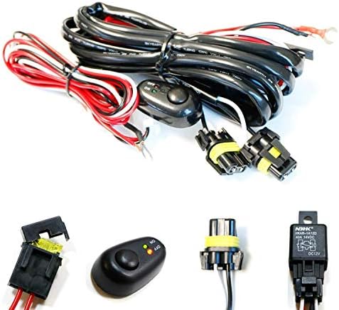 iJDMTOY (1) 9005 9006 H10 Relay Harness Wire Kit with LED Light ON/Off Switch Compatible with Aftermarket Fog Lights, Driving Lights, Xenon Headlight Lighting Kit, LED Work Lamp, etc