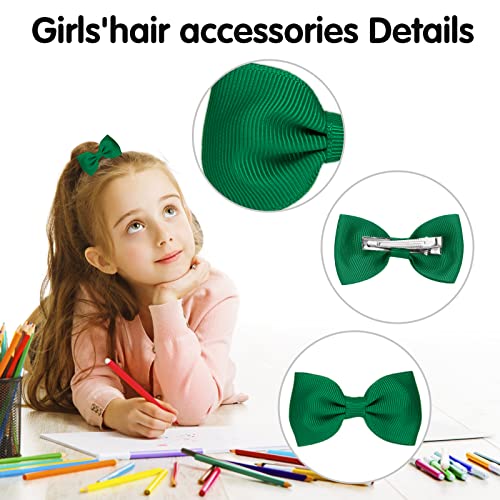 Sibba 10 Pieces Ribbon Hair Bows Alligator Clips Barrettes Ponytail Holder Cheerleading Hairpin Halloween Cosplay Christmas Easter Party Styling Accessory for Women (Green) - Image 3
