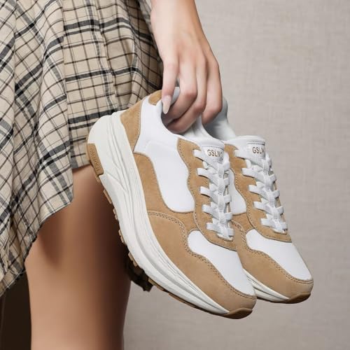 Image of GSLMOLN Women's Casual Walking Shoes Breathable Non Slip Tennis Cushion Fashion Gym Sneakers