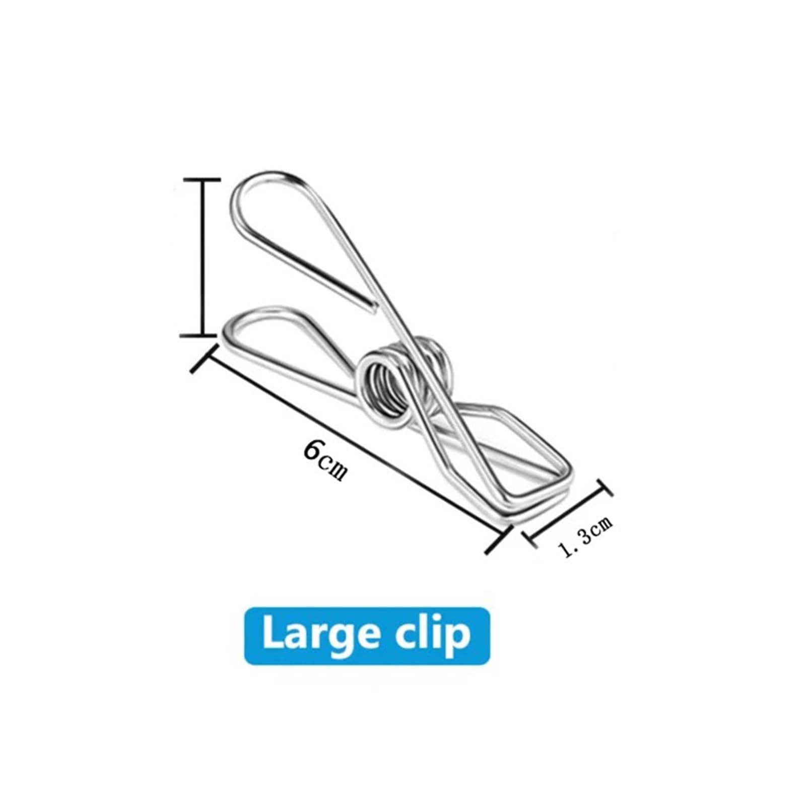 Mollette Per Bucato Mollette for bucato in acciaio inossidabile, 100 pezzi, 6 cm, clip di tenuta, organizer da cucina in metallo, portautensili