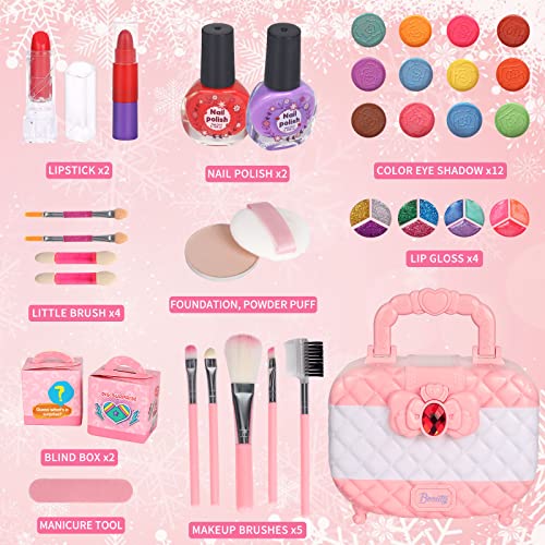 Kids Makeup Kit for Girl Toys 42 Pcs Washable Toddler Makeup Kit, Girls Toys Real Cosmetic Makeup Set, Safe & Non-Toxic… - Image 3