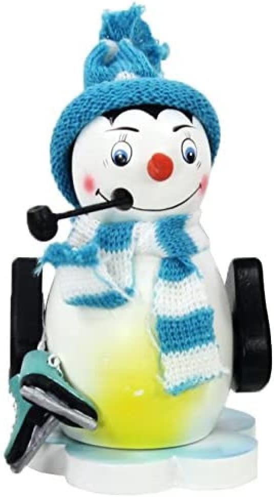 Dekohelden24Colourful Penguin Incense Figure on Ice Plaice with Scarf in Light Blue, Approx. 12 cm