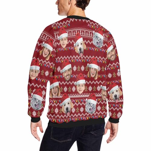 Custom Ugly Christmas Sweater for Men Women Personalized Face Sweatshirt Funny Pullover Xmas Party Holiday Shirt3