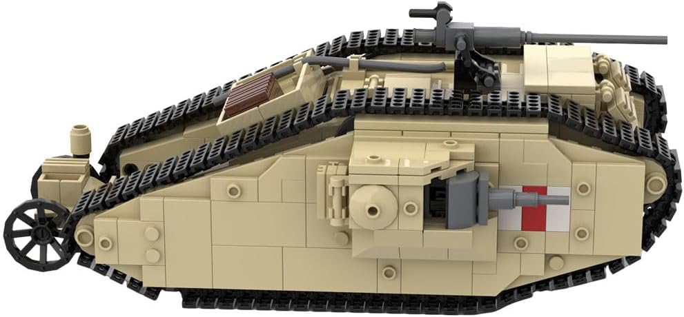 Mark-II Tank Military Building Blocks Set, WWI British Battle Replica, Premium Collectible Model for Desk Display, Historical Military Gift for Enthusiasts & Hobbyists (Khaki/748PCS)