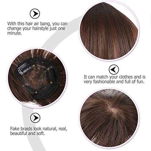 Lurrose Clipe Marrom No Ar Franja Frontal Franja Do Ar Extensões de Cabelo Grampos de Cabelo Aplique