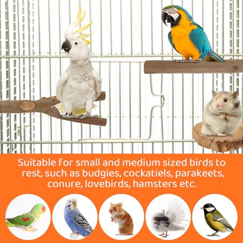 Image of 16 PCS Natural Wood Bird Perches Wooden Parrot Perch Stand Fork Toys Bird Cage Hanging Perch Platform for Macaws, Small Parakeets, Conures, Budgies, Finches