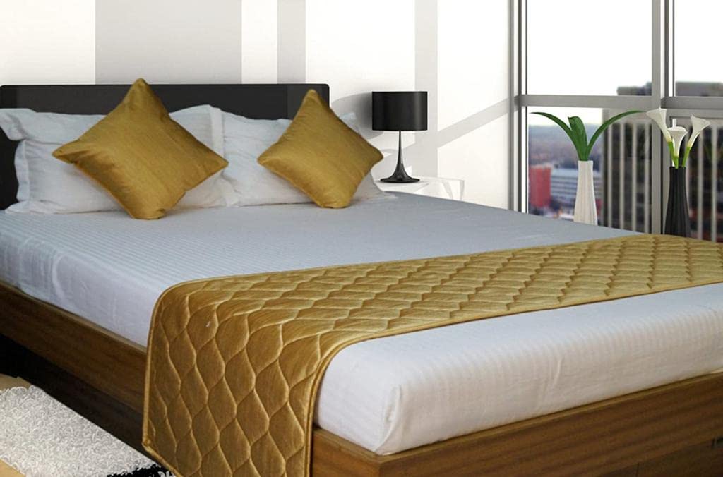 Money Home Décor Bed Quilted Runner with Cushions Cover (Light Brown)-picture-35