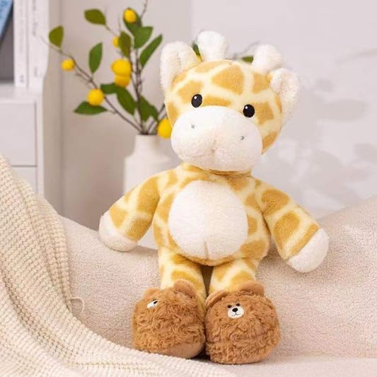 Image of SCOOBA Giraffe Soft Toy with Cute Bear Slippers, Plush Stuffed Animal for Kids, Adorable Cuddly Toy & Gift for Girls and Boys (Charming Giraffe)