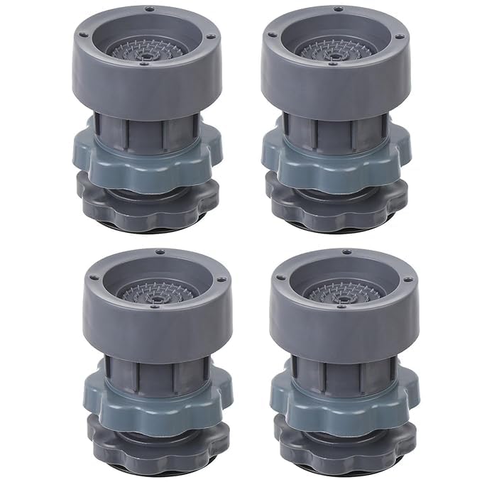 Image of Height Adjustable Anti Vibration Pads, Noise Cancelling Shock Absorber Furniture Risers, Anti-Skid Floor Protection Pads for Washing Machine, Dryers, Refrigerator (Pack of 4)