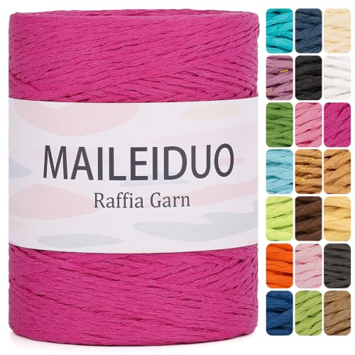 Image of Raffia Yarn for Crochet Bags Raffia Ribbon for Gift Wrapping 2mm X 328 Yards Raffia String Paper Ribbon Yarn for Sun Hat Beach Bag Crochet Crafting DIY Crafts