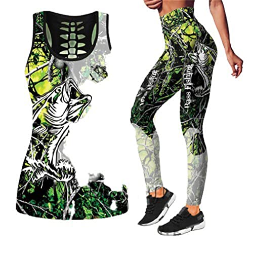 Débardeur et leggings de pêche au bar imprimé 3D pour femme taille XXXXL