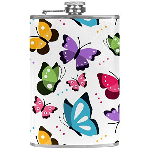 Flasque à whisky design papillons colorés avec entonnoir - 2