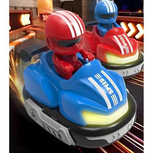 Image of Remote Control Bumper Cars Toy for Kids | 2 Pack RC Ejector Battle Race Vehicles | Light, Sound & 360Rotating, Football Car | Rechargeable Battery, Interactive Toy for Boys & Girls
