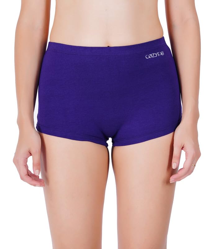 cozyfab Women's Bamboo Cotton Seamless Boyshorts Panties | Full Coverage Underwear for Ladies | Perfect for Periods | Soft & Breathable Fabric for All Day Comfort | Boyshorts Panty-picture-23