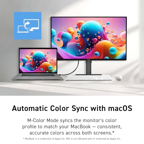 Image of MSI PRO MAX 271UPX12G 27-inch 3840x2160(UHD) QD OLED Monitor,120Hz,DisplayHDR True Black 400,FreeSynch Premium Pro,HDMI,Display Port,USB-C, △E< 2,Mac Optimization,Height Adjustable Stand,Speaker,Black