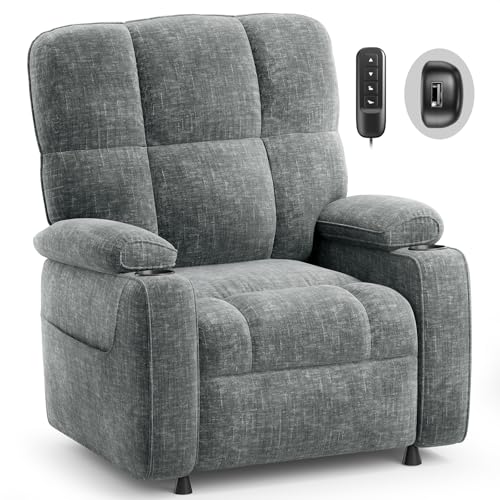 Image of AMADA HOMEFURNISHING Power Recliner Chair for Adults, Infinite Adjustable Chenille Electric Recliner with Cup Holder, Remote, USB Port, Side Pockets & Thick Seat Cushion, for Living Room & Bedroom