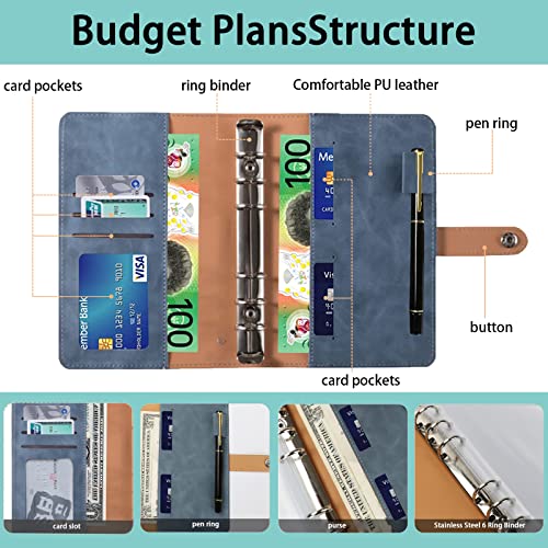 image for AMTAM A6 Macaron PU Ring Loop Binder Budget Planner Money Organizer fo