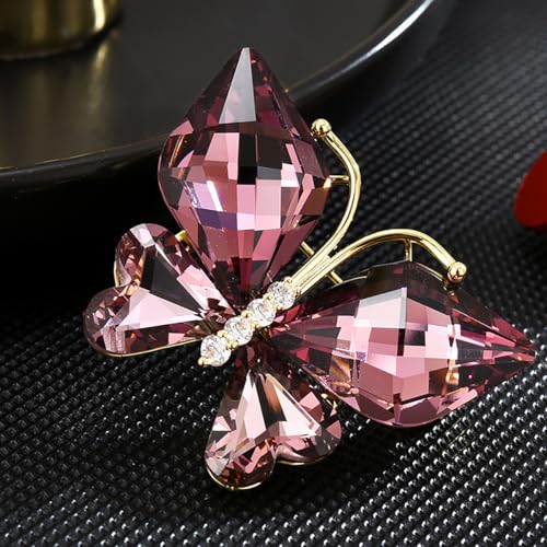 Image of Rhinestone Butterfly Brooch Pin for Women Clear Crystal Insect Colorful Birthstone Cartoon Brooches Lapel Pins Dress Accessories Elegant Christmas Theme Party Animal Jewelry