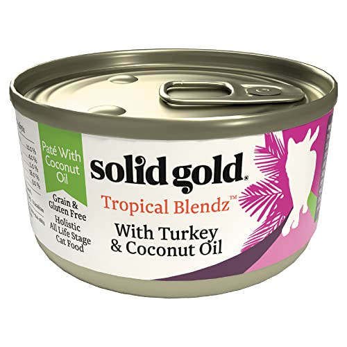 Image of Solid Gold Wet Cat Food Pate in Coconut Oil - Healthy Canned Cat Food Pate w /Real Turkey, Omega Fatty Acids, Vitamins & Minerals - Grain Free & Gluten Free Canned Meals for Cats & Kittens - 24ct /3oz