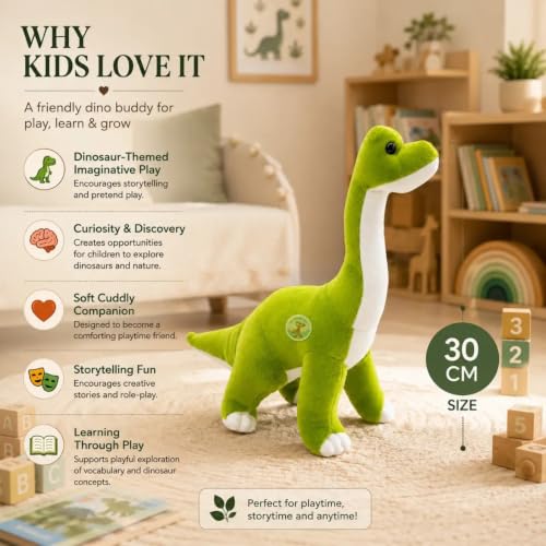 Image of Chi-Chimpu Toyss Dinosaur Soft Toy 30cm | Cute Plush Dinosaur Stuffed Animal for Kids | Soft Hugging Toy | Dinosaur Toy | Gift for Kids