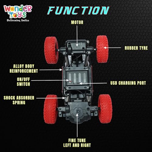 Image of Wonder Remote Control Rock Master /Crawler with Smoke, Monster Car for Kids Monster Truck Rock Climbing Car Toy for Kids (Red2)