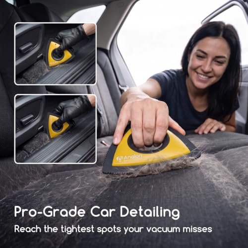 Image of Analan Mini Pet Hair Remover for Car Detailing Dog Hair Tool Brush (Yellow)