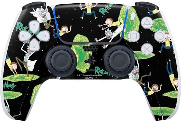 Skinit Decal Gaming Skin Compatible with PS5 Controller - Officially Licensed Adult Swim Rick and Morty Portal Pattern Design