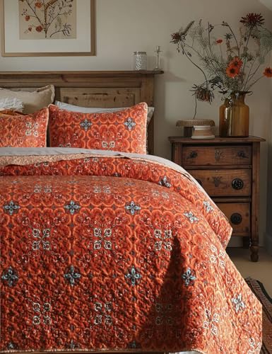King Quilt Set Washed Patchwork Bedspread Thickened Warm for Fall Winter