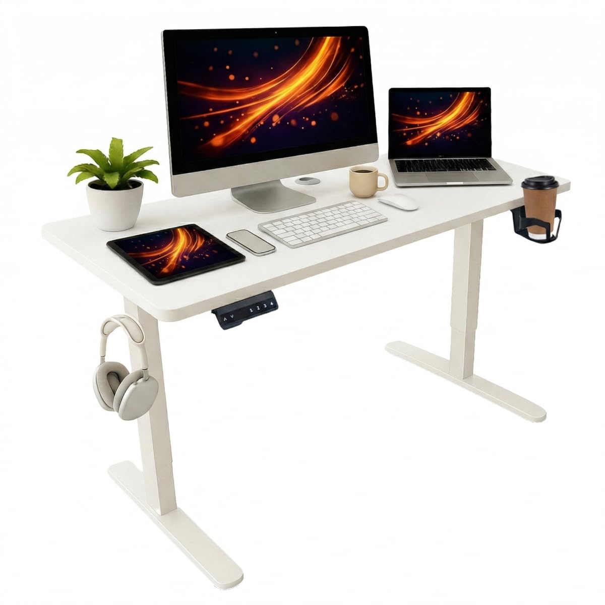 電動昇降デスク sunon パソコンデスク 机 ホワイト Amazon | 【姿勢がラクな 昇降範囲 65~110cm】Skyvance 電動 昇降
