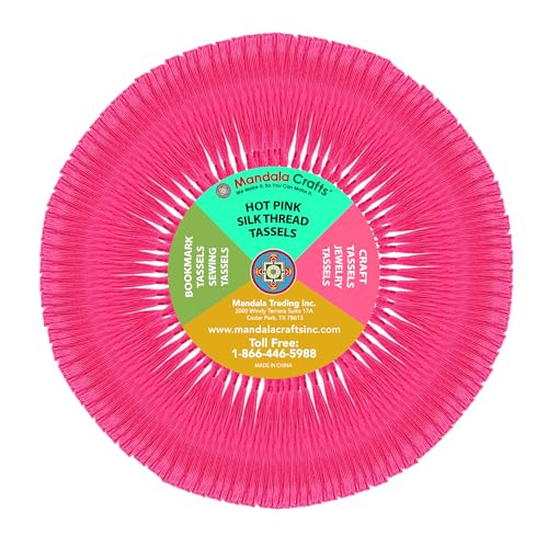 Image of Mandala Crafts Small Hot Pink Bookmark Tassels - 100 Bulk Silky Mini Craft Tassels with Loops for Bookmarks, Jewelry Making, Graduation Favors, Keychains, and DIY Decorations