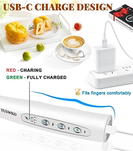 Image of YUSWKO Milk Frother Handheld for Coffee, Rechargeable Drink Mixer with 3 Heads 3 Speeds Electric Coffee Frother Whisk, Gift for Many Occasions and Festival