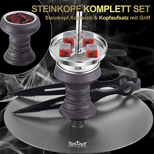 RYOSEE 93cm Shisha-Set, 4 Schläuche und Griffe, Alu-Rauchrohr, ausgestattet mit Ölsammler, Glas-Zigarettenspitze, Einweg… – Bild 6