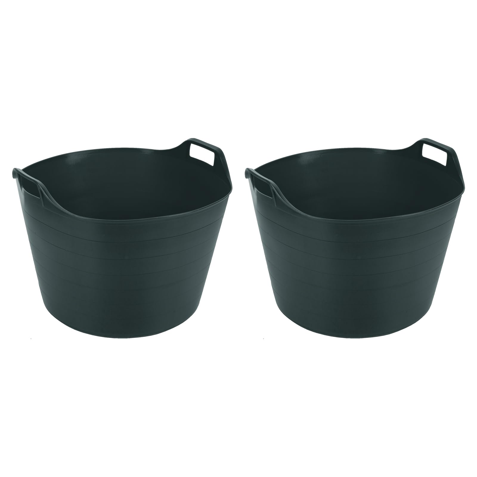 Set of 2-75L Litre Robust Versatile Multipurpose Extra Large Flexi Tub Garden Home Flexible Plastic Storage Container Bucket Flex Tub - MADE IN UK (Dark Green)