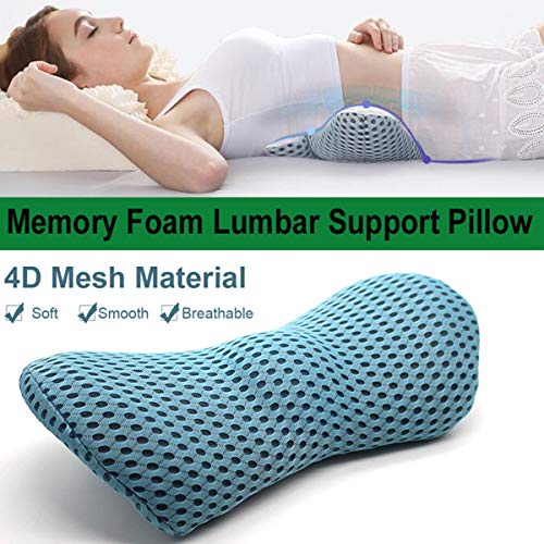 Kokyplo Memory Foam Lumbar Support Back Cushion Pillow Balanced Firmness For Lower Back Pain Relief - Ideal Back Pillow For Office Chair,Car Seat, Recliner, Bed (Blue) #TOP4