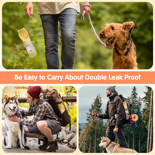 Nobleza - Trinkflasche Hunde für Unterwegs - 250ml Auslaufsichere Hundetrinkflasche mit 180ml Hundefutterflasche，Trinkflasche Wasserflasche Hunde für Täglich Spazieren Gehen Reisen Campen