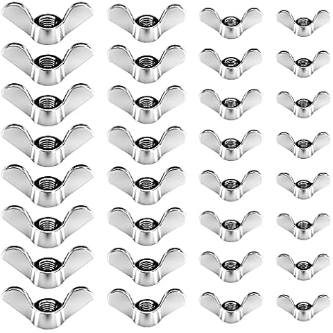 SUNYOK 60pcs Assorted Stainless Steel Wing Nuts Cover