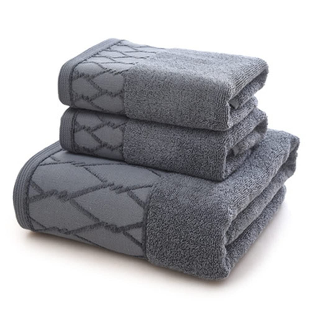 Bath Towel Set 3 Count Grey Cotton 70x140cm Bath Towel 35x75cm Hand Towel Classic Casual Heavyweight 500-700 gsm