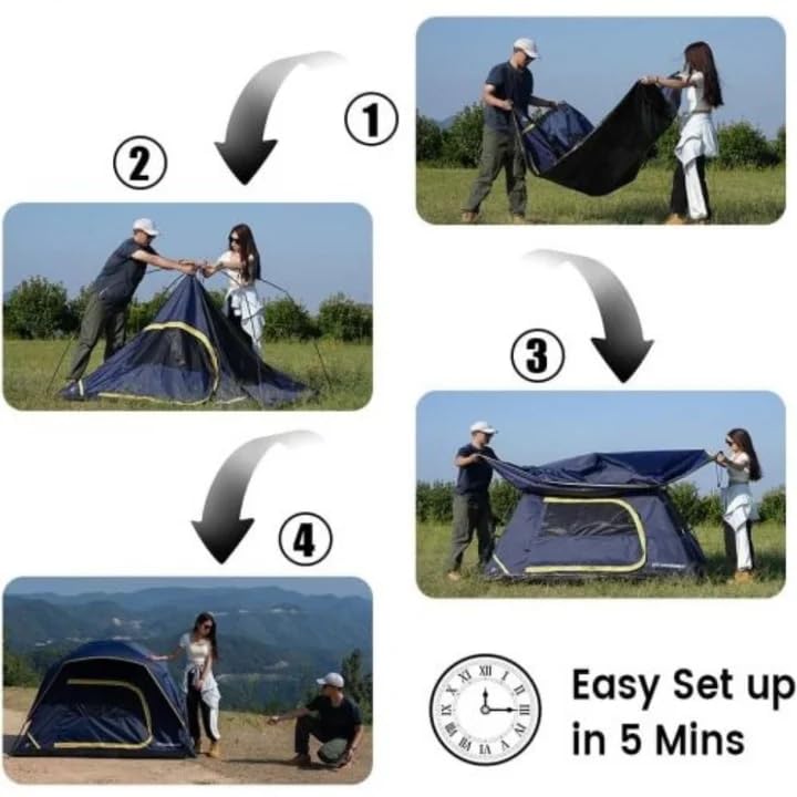Carpa para camping 2-4 personas negra y naranja miniatura 4