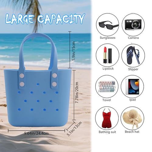 Rubber Tote Bag Small Beach Bag Waterproof Outdoor Tote Bag Washable Tote Portable Travel Bag Open Handbag for Girls/Kids4