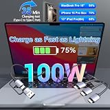 100 W USB-C-Multi-kabel do szybkiego ładowania, 1,8 m, plecionka nylonowa 5 w 1, ze złączem micro USB typu C do iPhone, kompatybilny z iPhone 16, 15, 14, 13, 12, 11, X Pro Max, Samsung S24, 23, 22