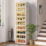 AOHMPT Shoe Box Foldable Storage Box Easy Assembly Clear Plastic Stackable Shoe Storage Cabinet Shoe Organizer Shoe Container Box with Lids Large Size Shoe Rack (9 layers B)