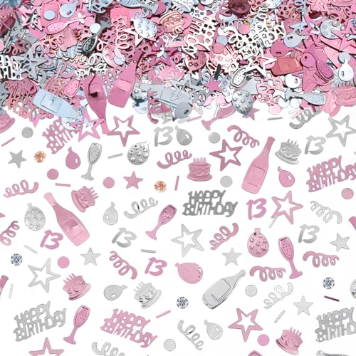 AIVEKE Confettis de Table Happy Birthday - 13th Or Rose Confettis Paillettes Confetti Décoration de confettis pour Anniversaire Mariage Fête