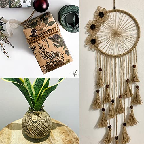 Image of KINGLAKE Natural Jute Twine - 820 Feet, Arts & Crafts, Christmas, Durable Packing String, Brown