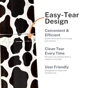 Dog Poop Bags – Cute Cow-Printed Disposable Waste Bags, Guaranteed Leak Proof, Unscented, 120 Count, 8 Rolls