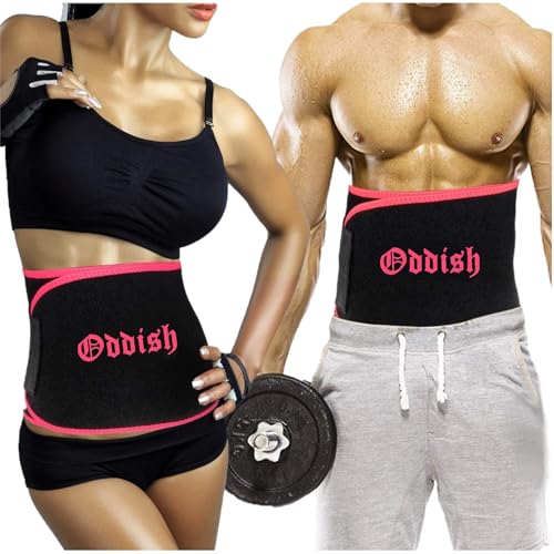 Image of ODDISH; way to fitness Waist Trimmer Belt - Sweat Slimming & Fat Burn Support /Adjustable Neoprene /Black /Pink - Free Size