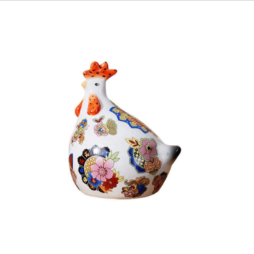Poulet en céramique de prestige Youther avec détails floraux faits main