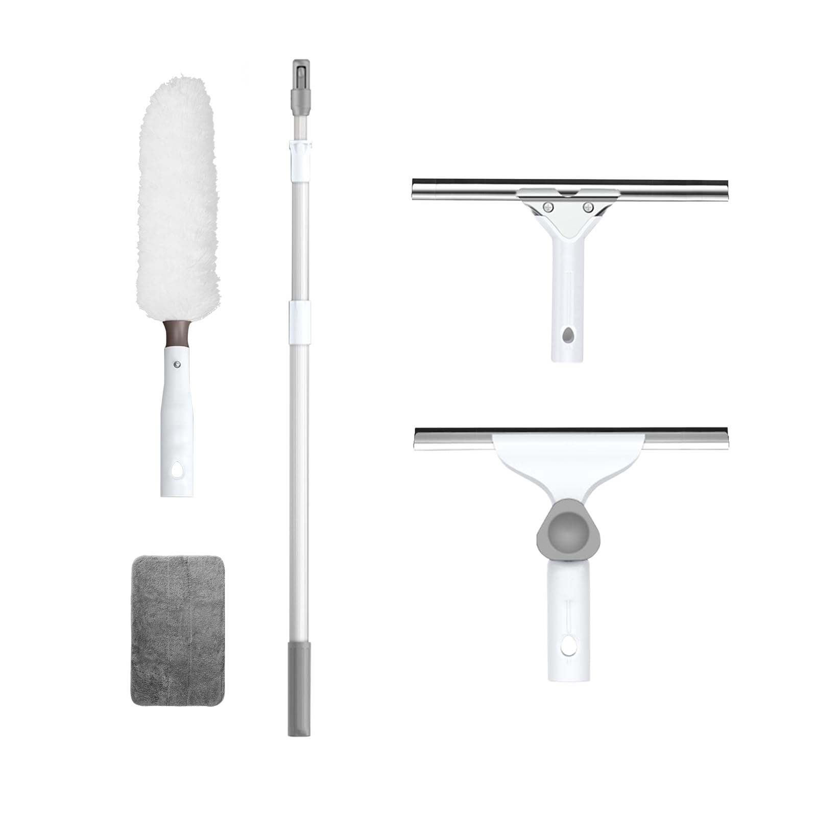 Limpiador de Limpiacristales Profesional con Mango Extensible,ángulo Ajustable rascadora 35cm,Plumero 55cm,Limpia Cristales para Una Limpieza sin Rayas (300cm)